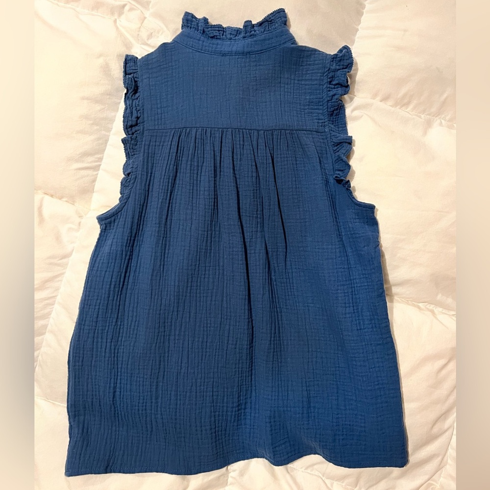 J. Crew Blue Ruffle Blouse - Picture 3 of 5